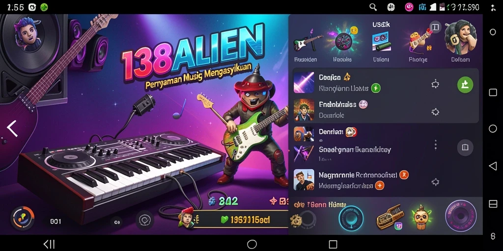 Screenshot gameplay 138ALIEN yang menampilkan aksi seru bermain musik.