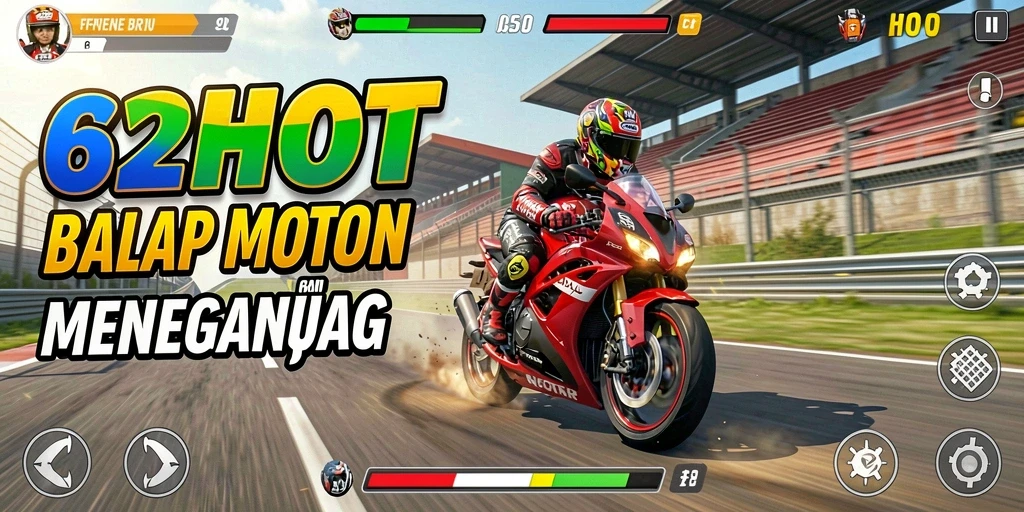 Gameplay seru dengan motor balap di trek menantang.
