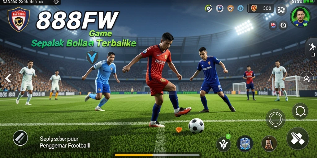 Screenshot gameplay 888FW menampilkan aksi nyata di lapangan sepak bola.