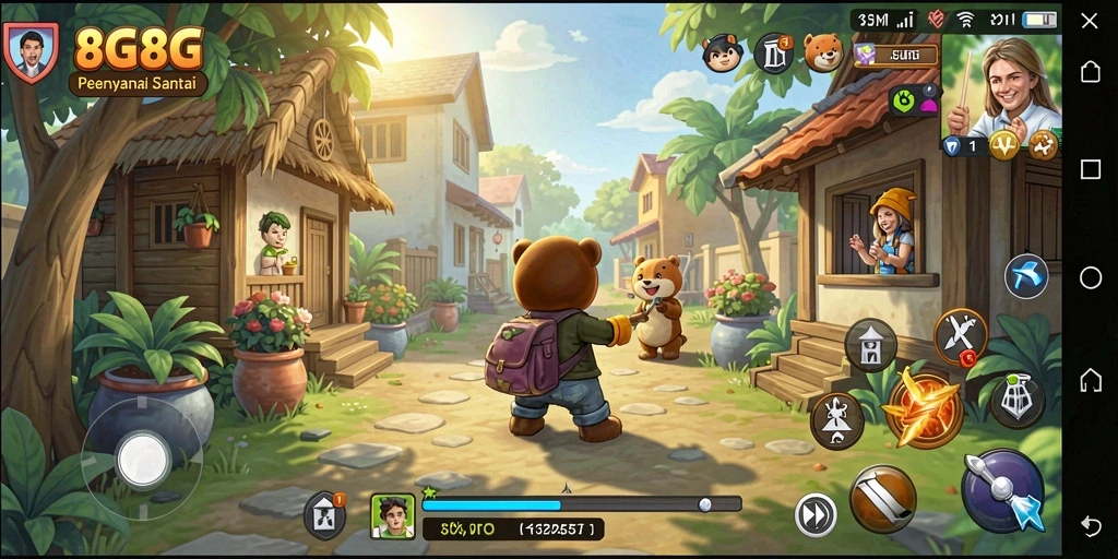 Screenshot gameplay 8G8G yang menunjukkan aksi seru dan penuh warna.