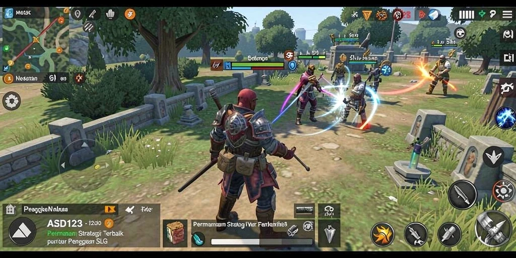 Screenshot gameplay menunjukkan strategi dan pembangunan yang kompleks.