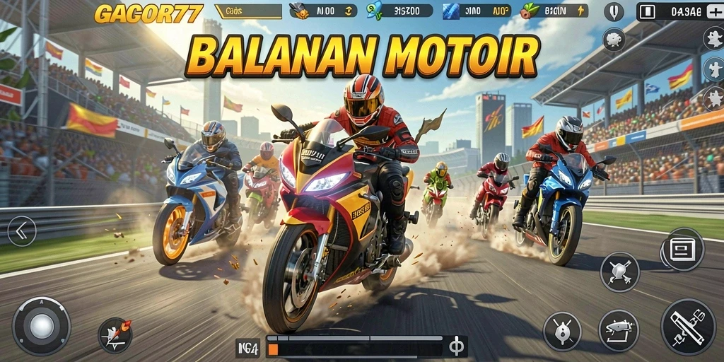 Screenshot GACOR77 menampilkan balapan motor yang mendebarkan.