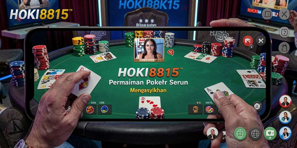 Screenshot gameplay HOKI8815 menampilkan suasana permainan poker yang seru.