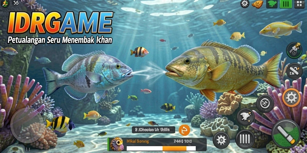 Tampilan gameplay Tembak Ikan yang menegangkan dan penuh warna.