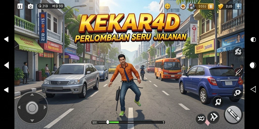 Tampilan gameplay KEKAR4D saat balapan seru di lintasan.