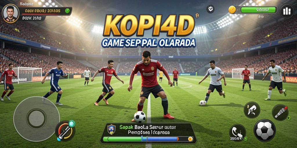 Tampilan gameplay seru di KOPI4D, penuh aksi sepak bola.