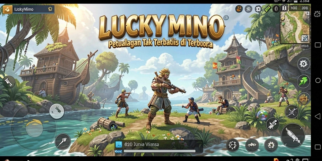 Gameplay <strong>LUCKYMINO</strong> yang menakjubkan dalam dunia terbuka.