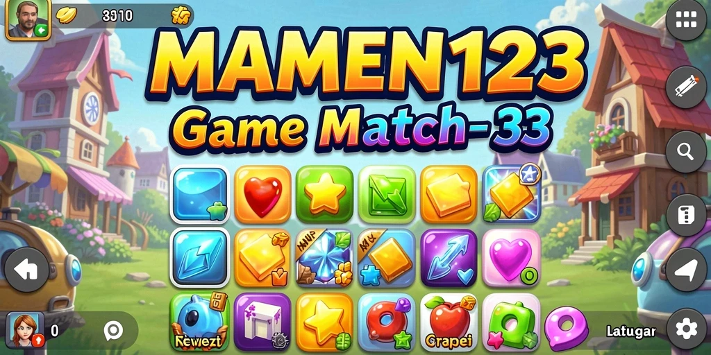 Tampilan gameplay seru dalam MAMEN123 yang menantang untuk pemain Match-3.