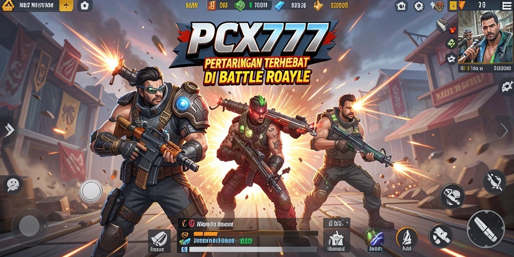 Tampilan gameplay PCX777 saat pertempuran berlangsung di pulau liar.