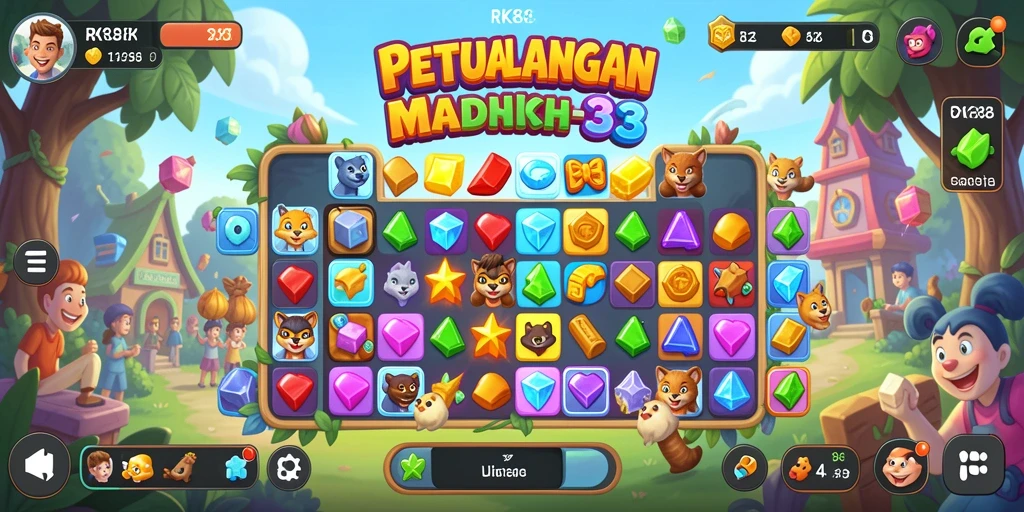 Screenshot menampilkan gameplay menarik dan tantangan level Match-3.