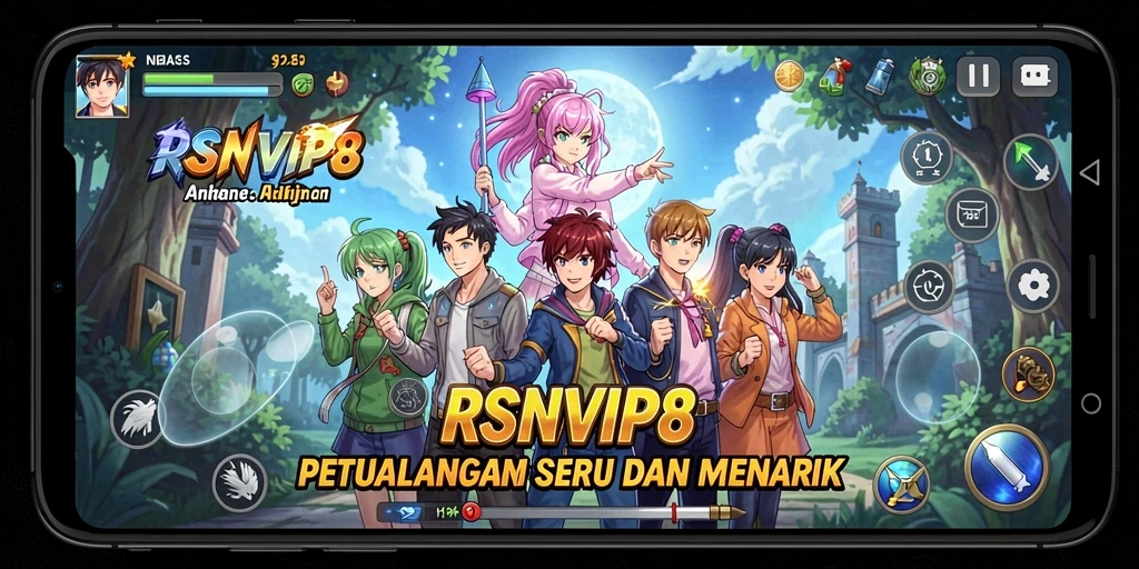 Screenshot game RSNVIP8 menampilkan aksi karakter anime yang mendebarkan.