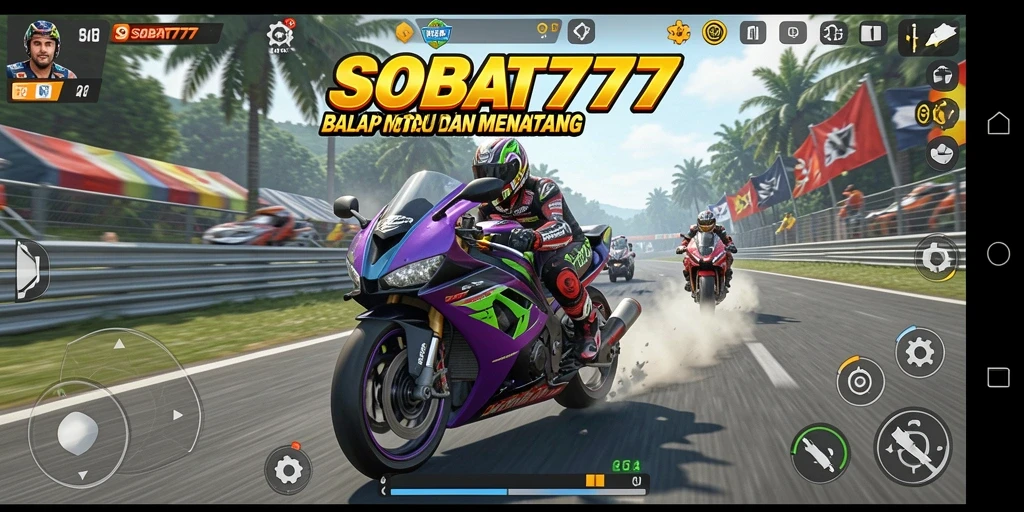 Tampilan gameplay balap motor yang mendebarkan dan penuh aksi.