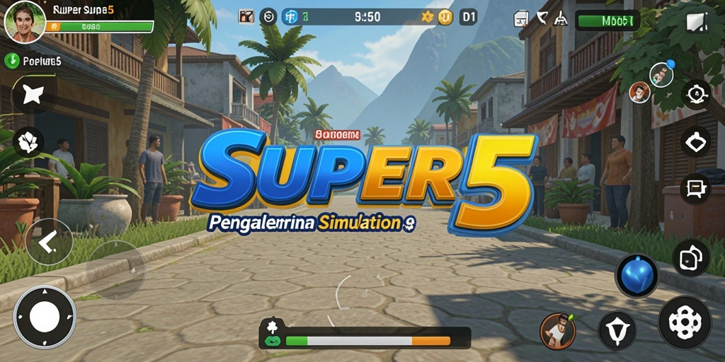 Tampilan gameplay SUPER5 dengan elemen kreatif dan interaksi pemain.