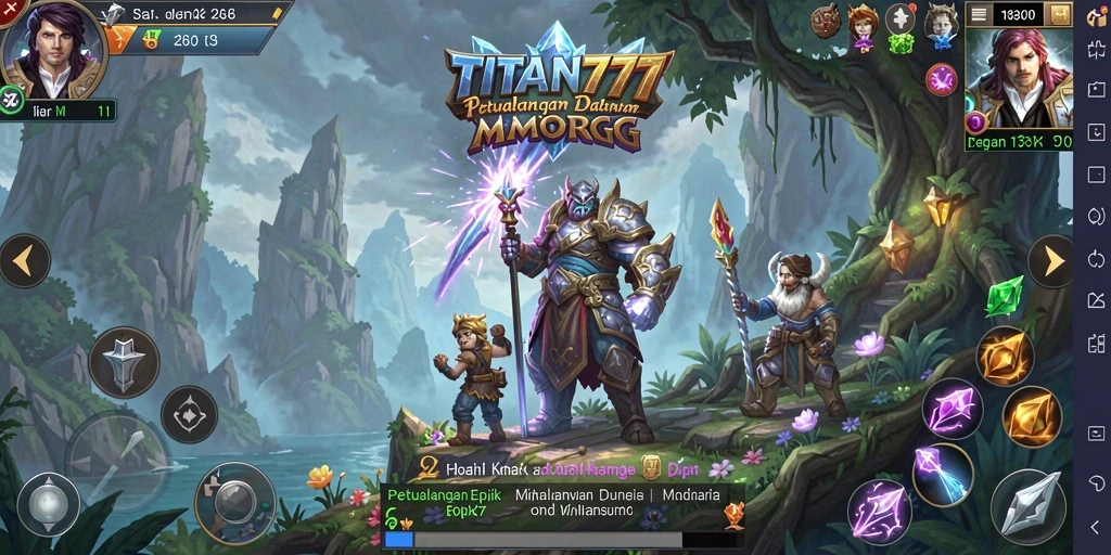 Tampilan gameplay epik dalam game MMORPG TITAN777.