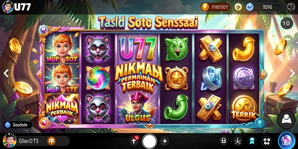 Screenshot dari UT77 menampilkan pengalaman gameplay slot yang mendebarkan.