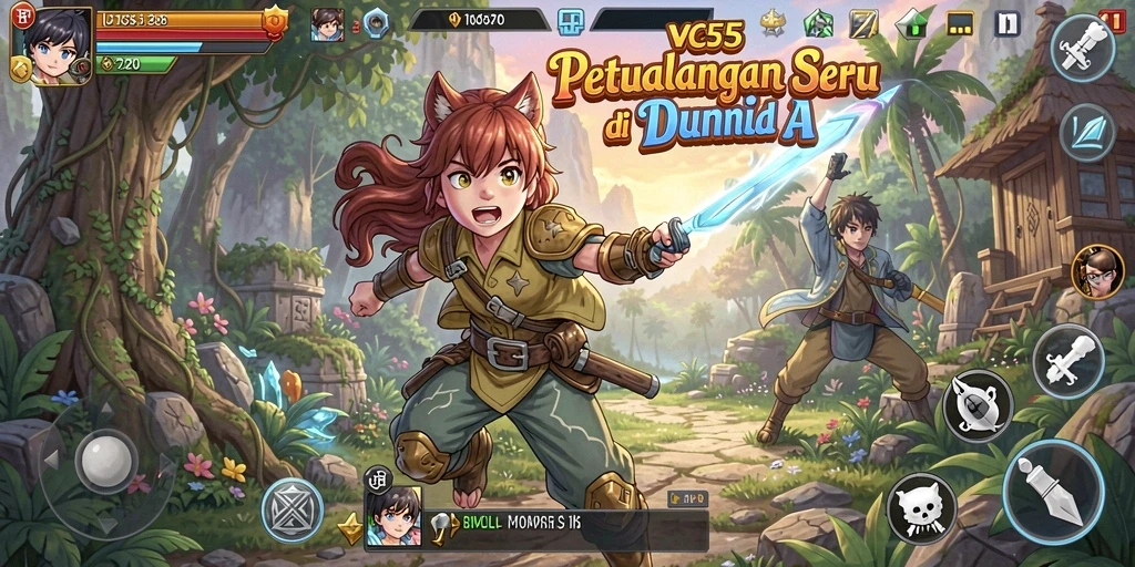 Tangkapan layar menampilkan aksi seru dalam game Anime VC55.