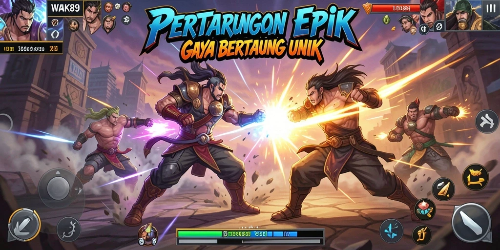 Tampilan pertarungan mendebarkan dari WAK89 dengan karakter karakter unik.